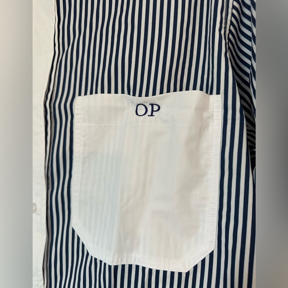 KATIE KIME THE BROOKLYN BUTTON DOWN - Striped Blue - Monogram OP on Pocket - M/L - Picture 2 of 8